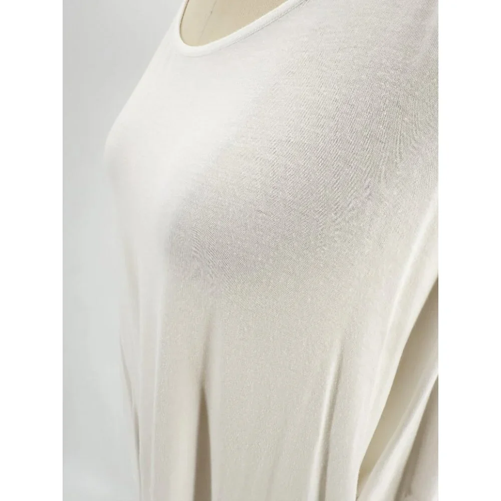 MAJESTIC FILATURES ASYMMETRICAL HEMLINE LONG SLEEVE TEE 3/M white - Picture 6 of 9